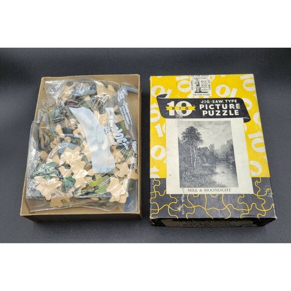 Big 10 Jigsaw Puzzle 1940's Color Picture Puzzle Mill & Moonlight - Picture 6 of 9